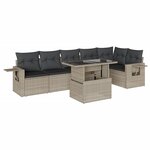 vidaXL Salon de jardin avec coussins 7 Pièces gris clair résine tressée