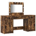 Ensemble de coiffeuse 3 pièces vidaXL avec éclairage en chêne fumé  en bois d'ingénierie