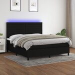 vidaXL Sommier à lattes de lit et matelas et LED Noir 160x200 cm Tissu