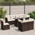 vidaXL Salon de jardin avec coussins 9 Pièces marron résine tressée