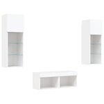 vidaXL Meuble TV muraux 4 Pièces avec lumières LED blanc