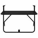 vidaXL Table Suspendue de Balcon Noir 60 x 39 x 65 cm Acier