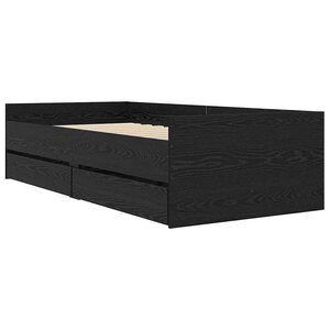 vidaXL Cadre de lit avec tiroir Chêne noir 90 x 200 cm Pin massif