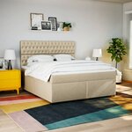 vidaXL Sommier à lattes de lit avec matelas Crème 180x200 cm Tissu