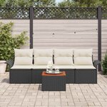 vidaXL Ensemble de canapé de jardin 5 Pièces Noir Poly rotin