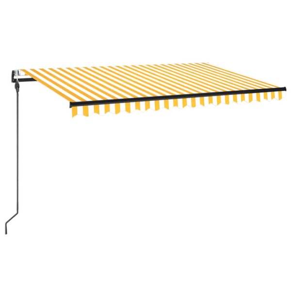 vidaXL Auvent automatique capteur de vent/LED 450x300cm Jaune et blanc