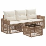 vidaXL Ensemble de canapé de jardin 4 Pièces Beige et blanc crème