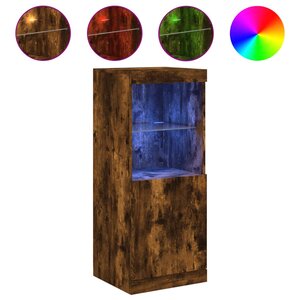 vidaXL Buffet avec lumières LED chêne fumé 41x37x100 cm