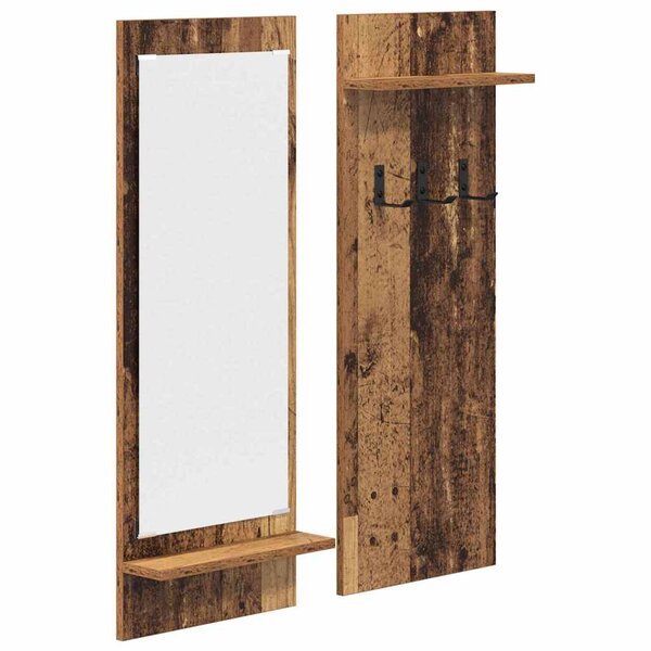 vidaXL Porte-manteau mural avec étagère Bois ancien 70 x 10 x 90 cm