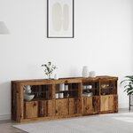 vidaXL Buffet avec lumières LED en vieux bois 202x37x67 cm bois reconstitué