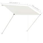 vidaXL Auvent rétractable 150x150 cm Crème