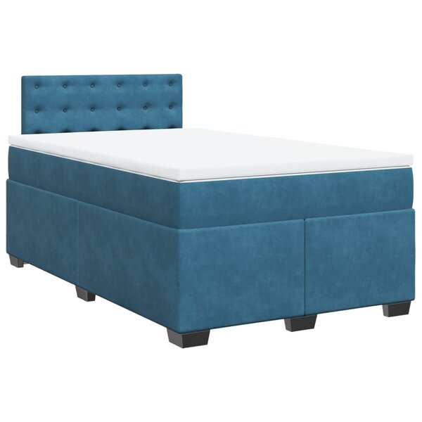 vidaXL Sommier à lattes de lit et matelas Bleu foncé 120x200cm Velours