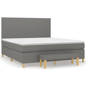 vidaXL Sommier à lattes de lit avec matelas Gris foncé 160x200cm Tissu