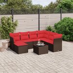 vidaXL Salon de jardin 8 Pièces avec coussins marron résine tressée