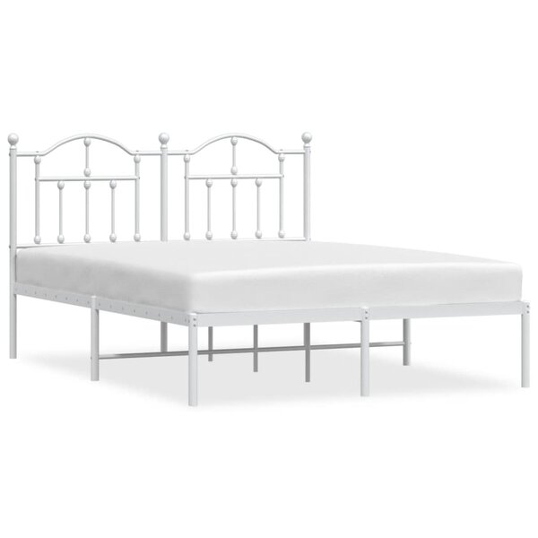 vidaXL Cadre de lit métal avec tête de lit blanc 140x200 cm