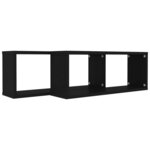 vidaXL Étagères murales cube 2 Pièces Noir 60x15x23 cm Bois d’ingénierie