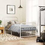 vidaXL Cadre de lit métal sans matelas avec pied de lit blanc 90x200cm