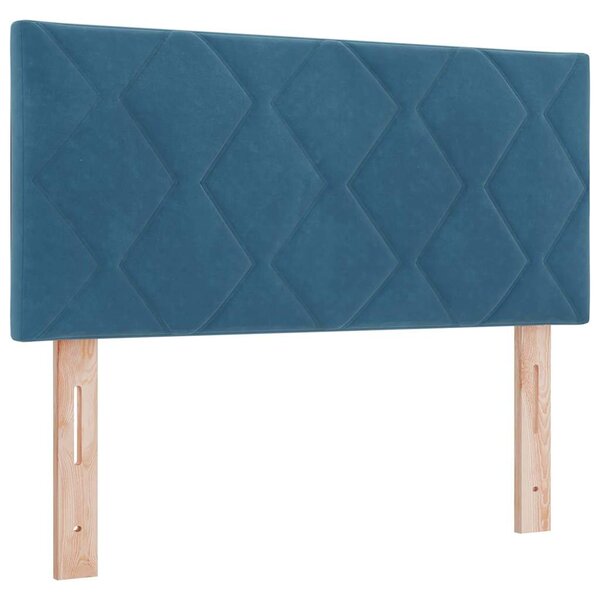 vidaXL Tête de lit LED en velours bleu foncé  design en blocs de diamants  90 cm