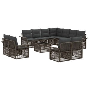 vidaXL Ensemble de canapé de jardin 12 Pièces Gris et Gris foncé