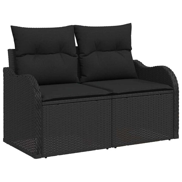 vidaXL Canapé de jardin avec coussin Noir 121 x 62 x 69cm polyrotin