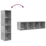 vidaXL Meuble TV mural Gris béton 37x37x142 5 cm Bois d’ingénierie