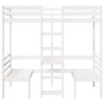 vidaXL Lit mezzanine avec bureau et chaises blanc 90x190 cm pin massif