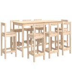 vidaXL Ensemble de bar 9 Pièces Bois de pin massif