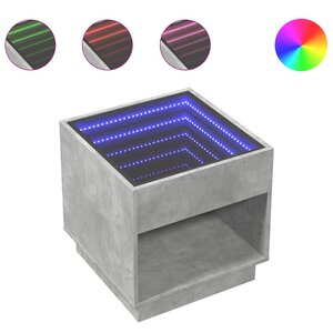 vidaXL Table basse avec LED infini gris béton 50x50x50 cm