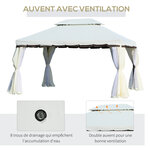 Tonnelle barnum pavillon de jardin style colonial double toit toile moustiquaires et toiles amovibles 3 9L x 2 9l x 2 8H m crème