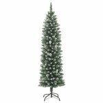 vidaXL Sapin de Noël artificiel mince avec support 180 cm PVC
