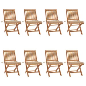 vidaXL Chaises pliables de jardin avec coussins lot de 8 Teck solide