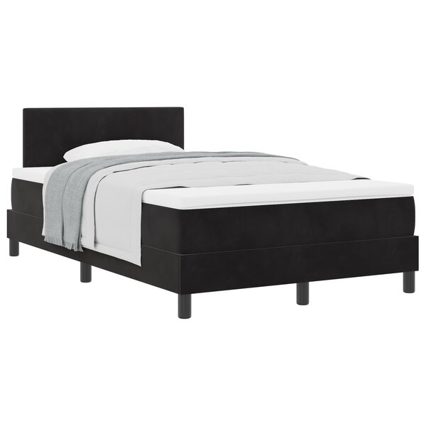 vidaXL Lit Box Spring avec Matelas Noir Petit Double Velours