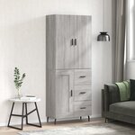 vidaXL Buffet haut Sonoma gris 69 5x34x180 cm Bois d'ingénierie