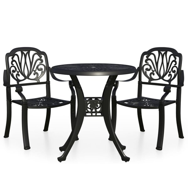 vidaXL Ensemble de bistro 3 Pièces Aluminium coulé Noir