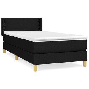 vidaXL Sommier à lattes de lit avec matelas Noir 90x190 cm Tissu