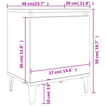 vidaXL Table de chevet avec pieds en métal gris béton 40x30x50 cm