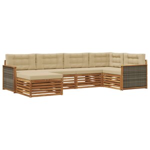 vidaXL Ensemble de canapés d'extérieur 6 Pièces Naturel et Beige