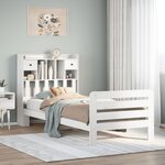 vidaXL Lit bibliothèque sans matelas blanc 90x200cm bois de pin massif