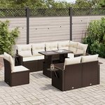 vidaXL Salon de jardin avec coussins 9 Pièces marron résine tressée