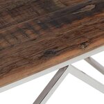vidaXL Table basse argenté inox et bois de mélèze massif