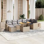 vidaXL Salon de jardin avec coussins 8 Pièces beige résine tressée