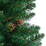 vidaXL Sapin de Noël mince avec bois véritable et cônes vert 210cm PVC