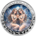 Monnaie GEMINI Goddesses Zodiac 1 Oz Argent 5 Cedis Ghana 2026 (PRÉCOMMANDE)