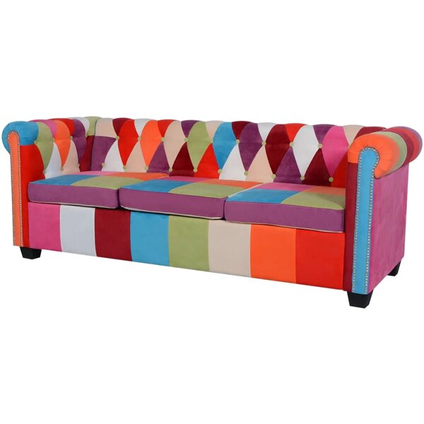 vidaXL Canapé Chesterfield 3 places tissu