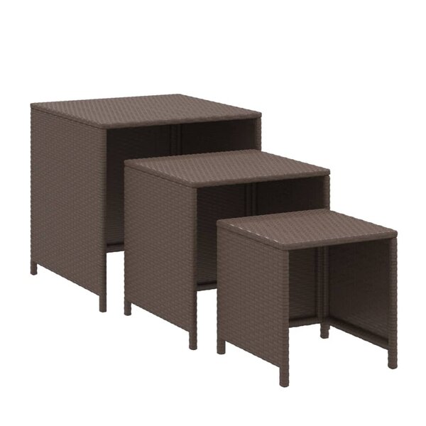 vidaXL Tables gigognes 3 Pièces marron résine tressée