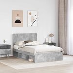 vidaXL Cadre de lit Béton 120 x 190 cm Bois de pin massif