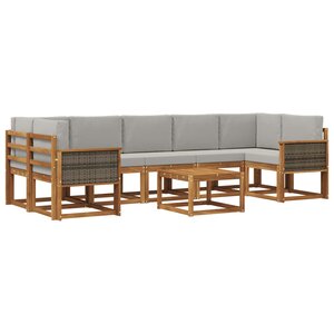 vidaXL Ensemble de canapés d'extérieur 6 pc Naturel et gris clair