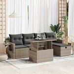 vidaXL Salon de jardin 6 Pièces avec coussins gris résine tressée