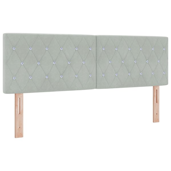 vidaXL Lit à Ressorts avec Matelas et Lumière LED Gris Clair 140x190 cm Velours