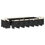vidaXL Ensemble à manger de jardin 17 Pièces coussins noir résine tressée